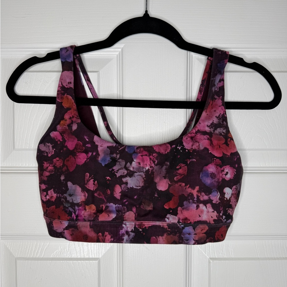 Athleta Floral Print Sports Bra - Pink and Purple